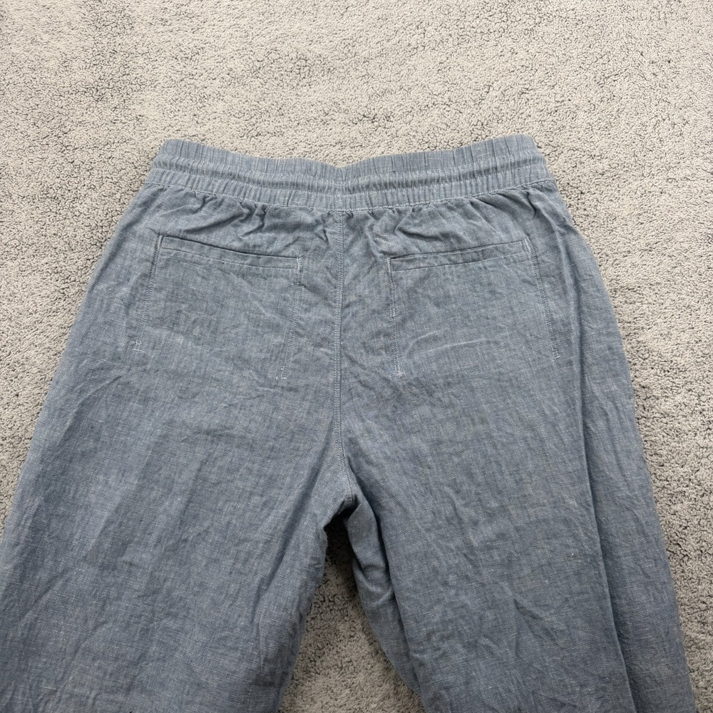 Athleta Retreat Linen Pant Womens 8 Blue Wide Leg High Waisted Ankle Slit Resort - Picture 9 of 13